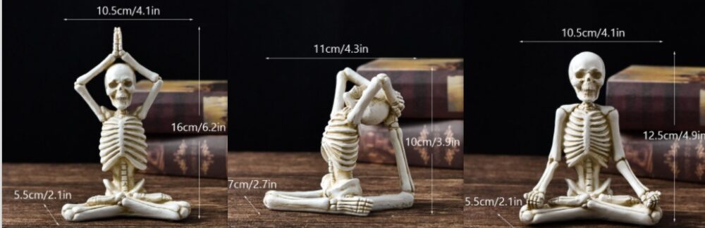 BEYONDARY Halloween Horror Resin Skull Ornaments – Yoga Skeleton Desktop Decoration