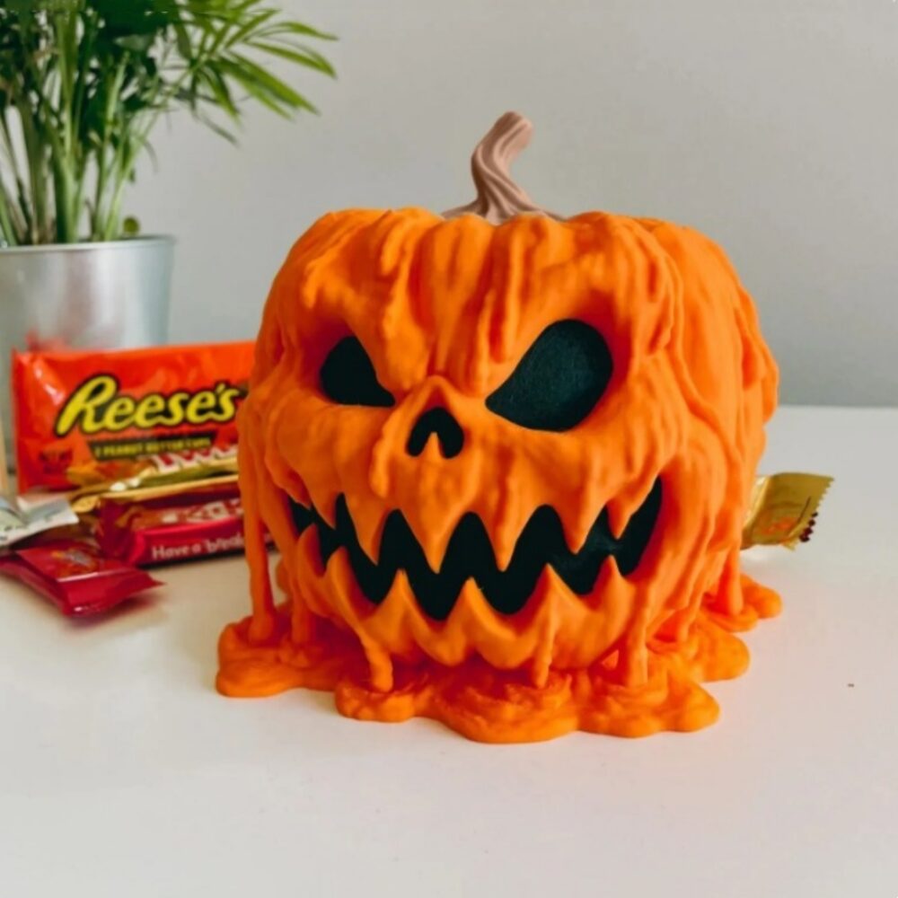 BEYONDARY Melting Halloween Pumpkin Candy Bowl with Lid – Reusable Spooky Dish for Halloween Treats