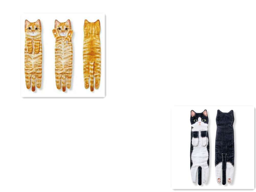 BEYONDARY Long Cat-Shaped Hand Towels for Bathroom & Kitchen