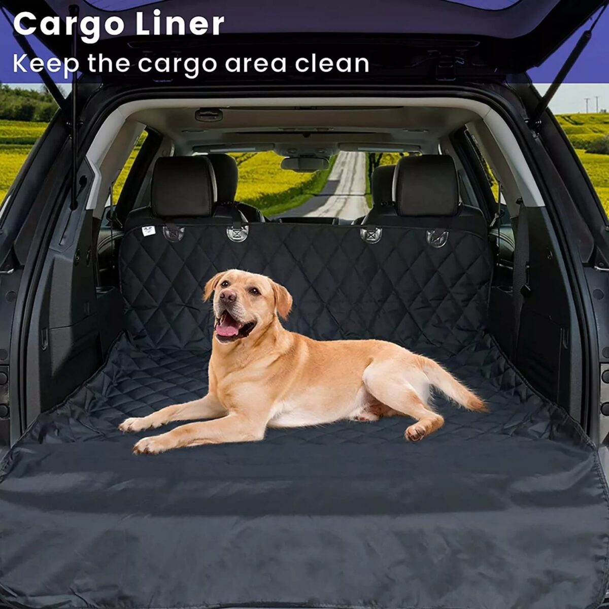 BEYONDARY Luxury Waterproof Rear Seat Cover for Pets - Black, Car Bench Protector for Dog Travel