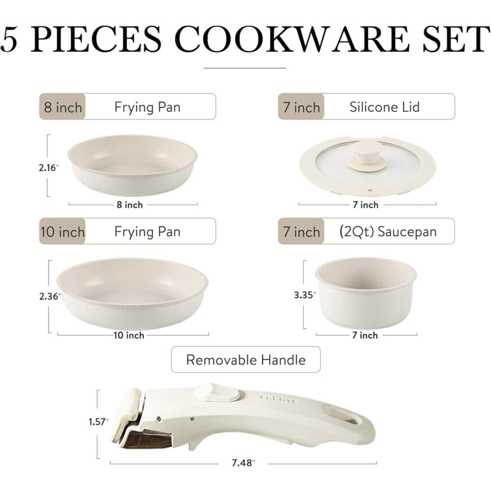 BEYONDARY Maifan Stone Non-Stick Cookware Set – Removable 4-Piece Set