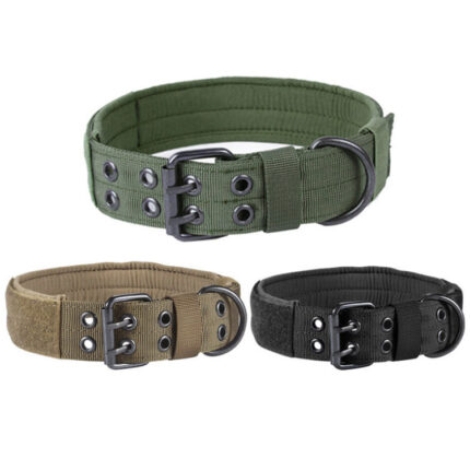 Tactical Heavy-Duty Dog Collar with Padded Nylon & Metal Buckle