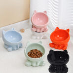 Ergonomic Tilted Ceramic Cat Bowl for Neck Protection