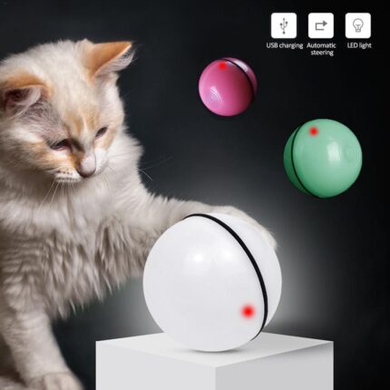 LED Rolling Cat Toy Ball — Auto-Rotating, Color-Changing LED + Catnip